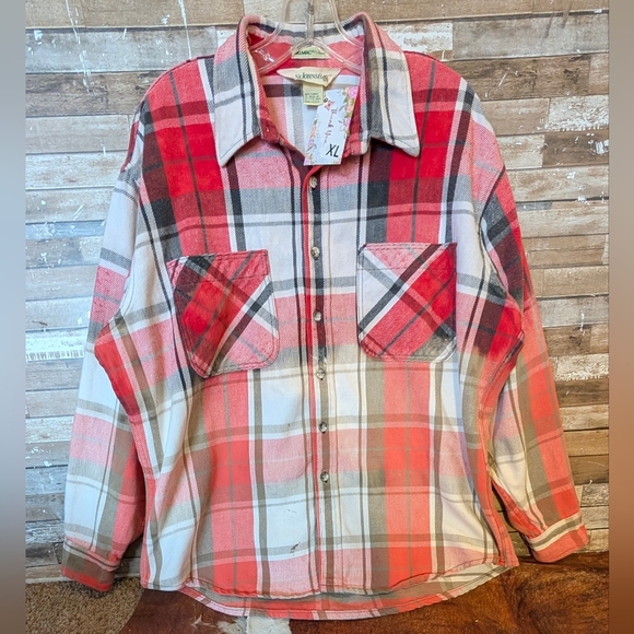 Boho Southwestern Bull W Roses Upcycled Dip Dye Bleached Flannel Shirt - Picture 10 of 15